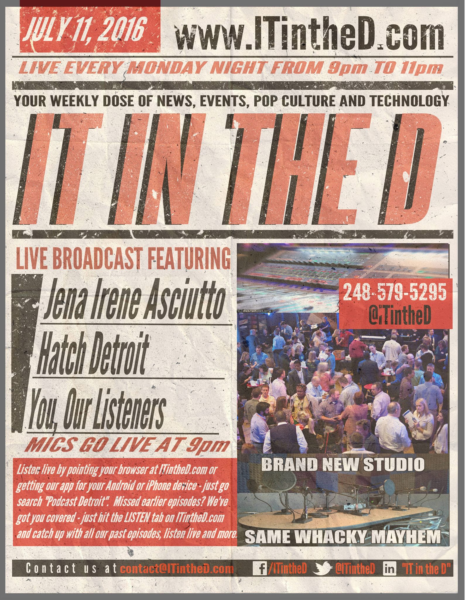 Hatch Detroit, Jena Irene Asciutto (American Idol) In-Studio Tonight, Yesterday’s Adventure, Event Updates and More for 7/11/2016