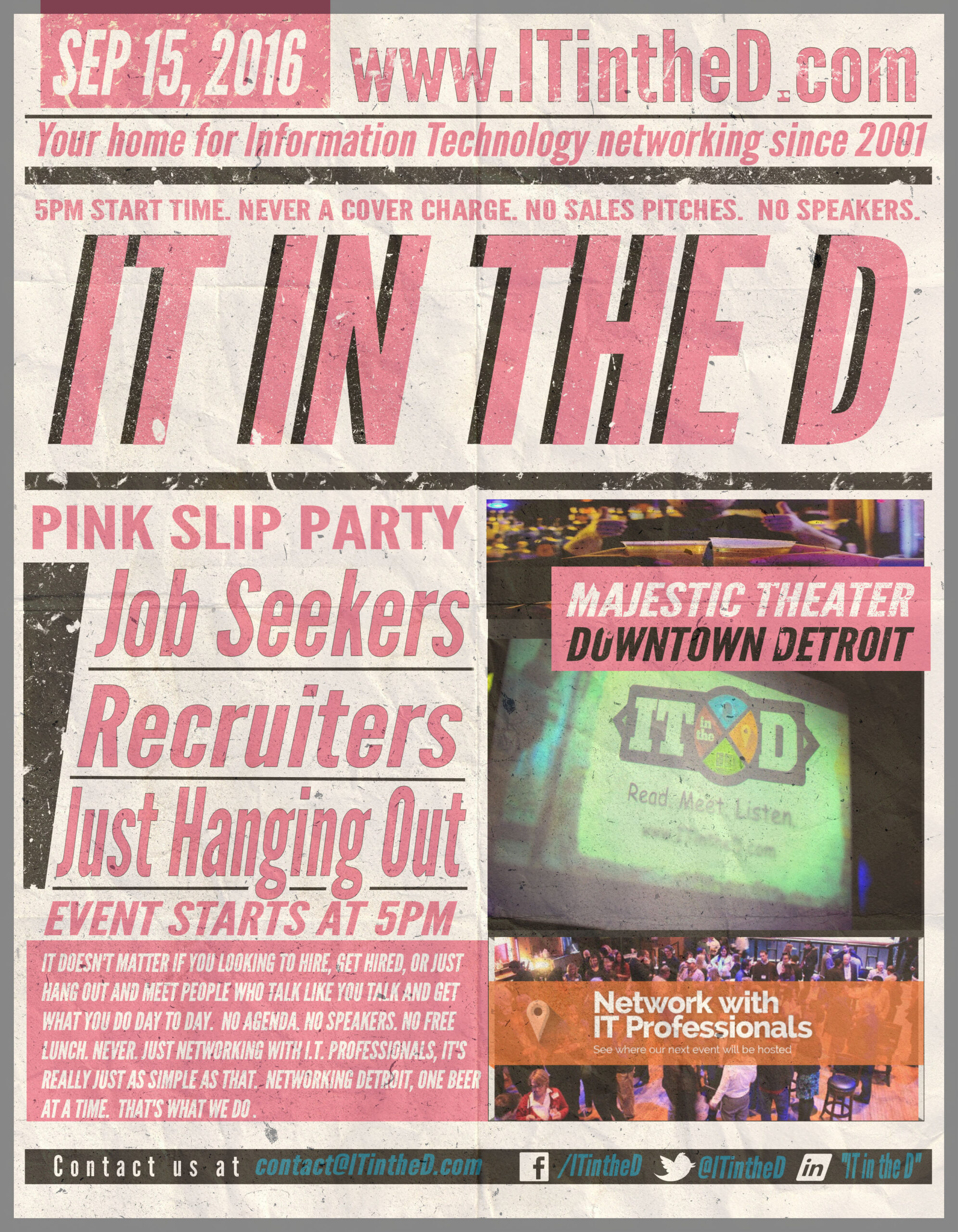 Pink Slip Party: Thursday, September 15, 2016 at Majestic Theater