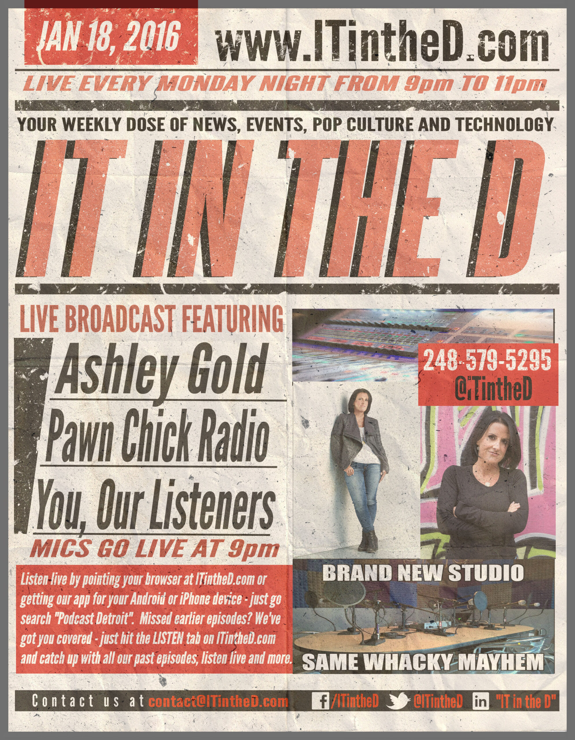 Ashley Gold Live In-Studio Tonight, Blogs, Event Updates and More for 1/18/2016